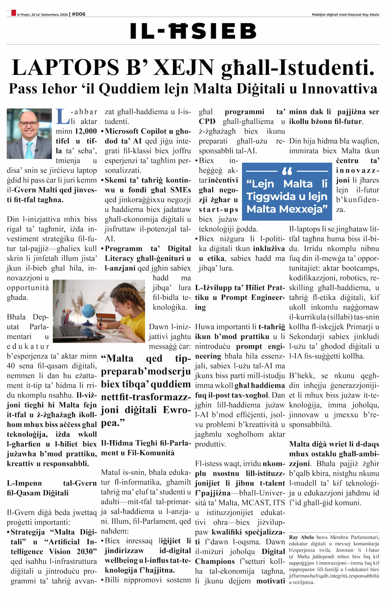 Ray Abela — article excerpt, Il-Ħsieb, September 22, 2025